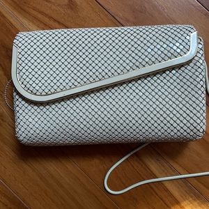 Vintage bag Mesh link cream and gold accent purse